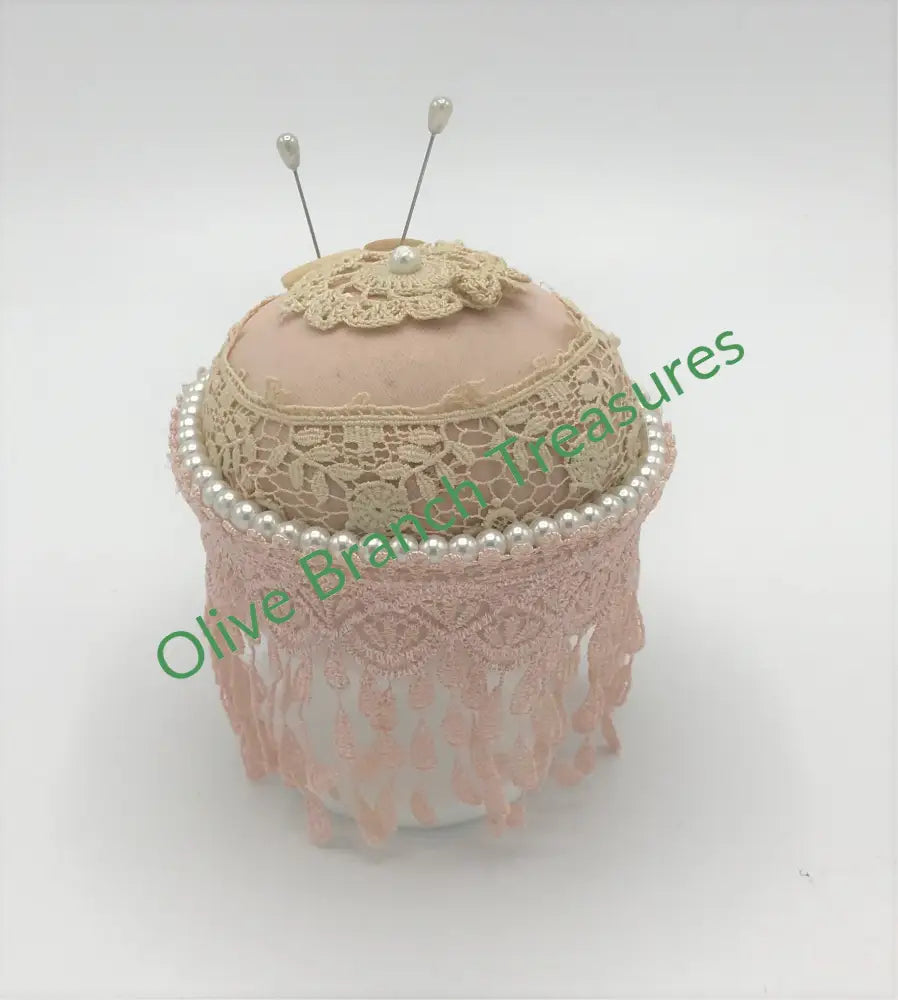 Pin Cushion * Milk Glass Dessert Cup