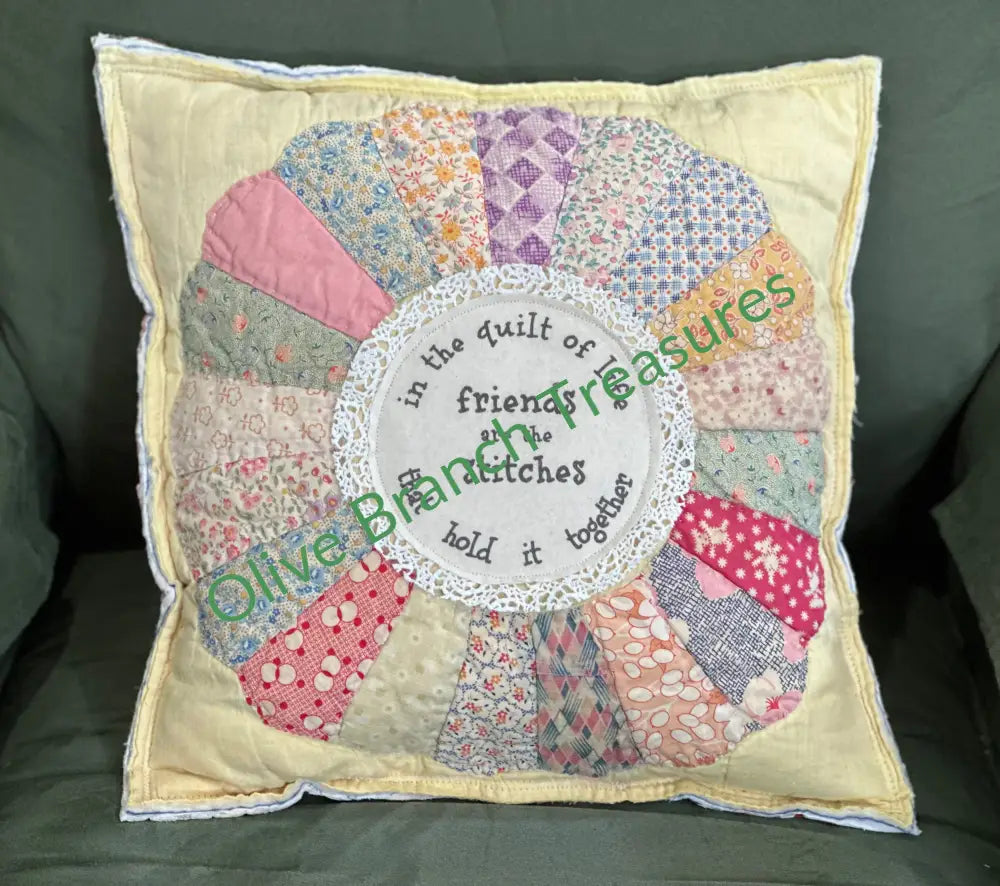Vintage Quilt Friendship Pillow Decorative Pillow