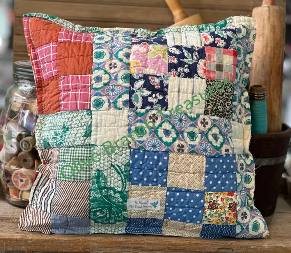 Vintage Quilt Friendship Pillow Decorative Pillow