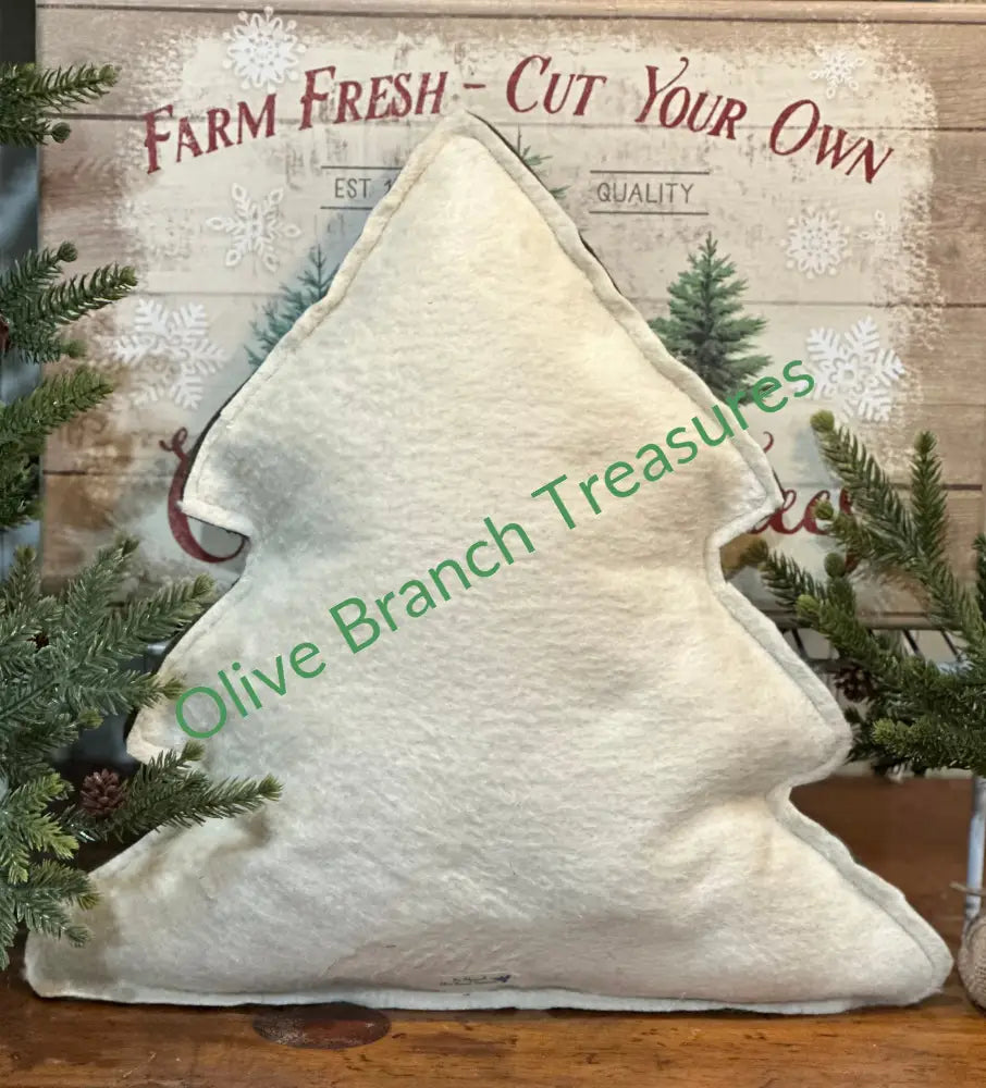 Vintage Wool Army Blanket Christmas Tree Pillow Pillow