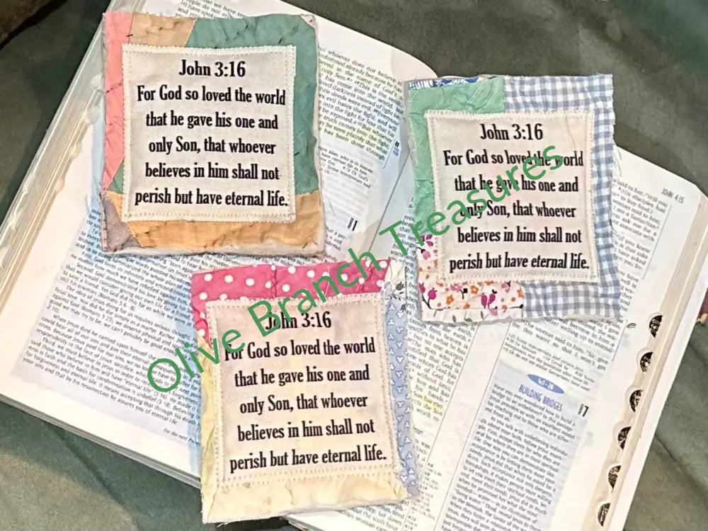 Wholesale * Mini Scripture Quilts * John 3:16 Add quantity of 50 or more! Mini Scripture Quilt