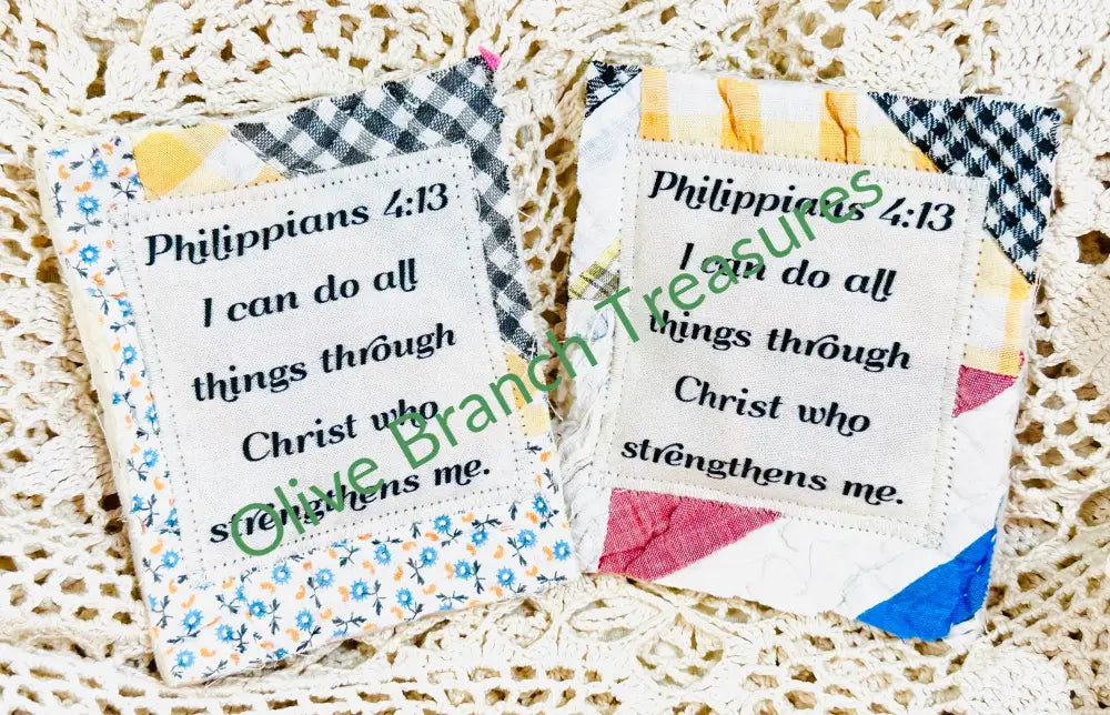 Wholesale * Mini Scripture Quilts * Philippians 4:13 Add quantity of 50 or more! Mini Prayer Quilt