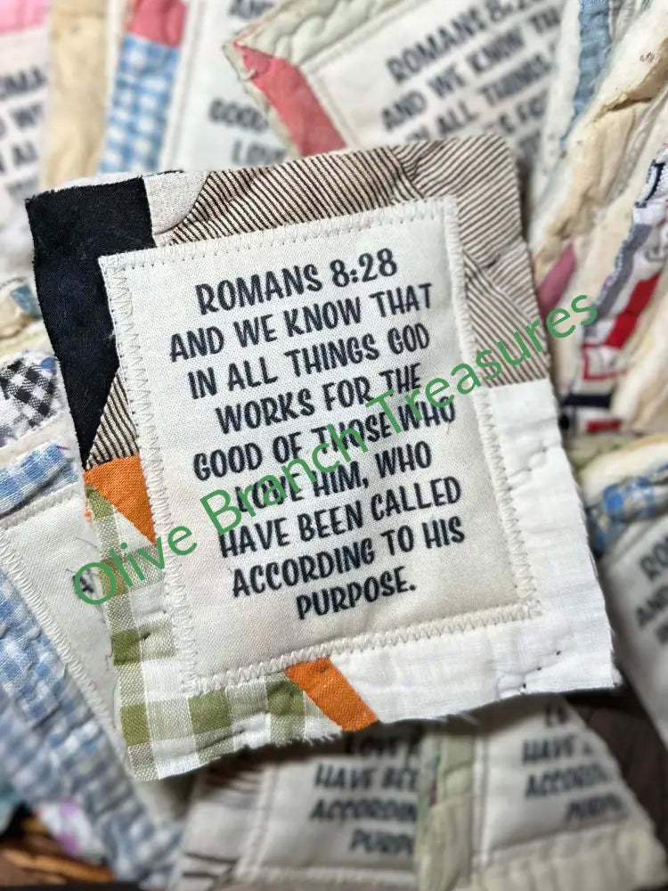 Wholesale * Mini Scripture Quilts * Romans 8:28 Add quantity of 50 or more! Mini Scripture Quilt