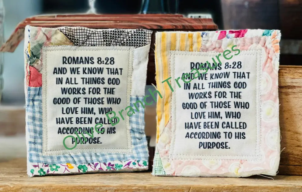 Wholesale * Mini Scripture Quilts * Romans 8:28 Add quantity of 50 or more! Mini Scripture Quilt
