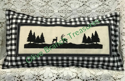 Forest Scene Pillow * Black Decorative