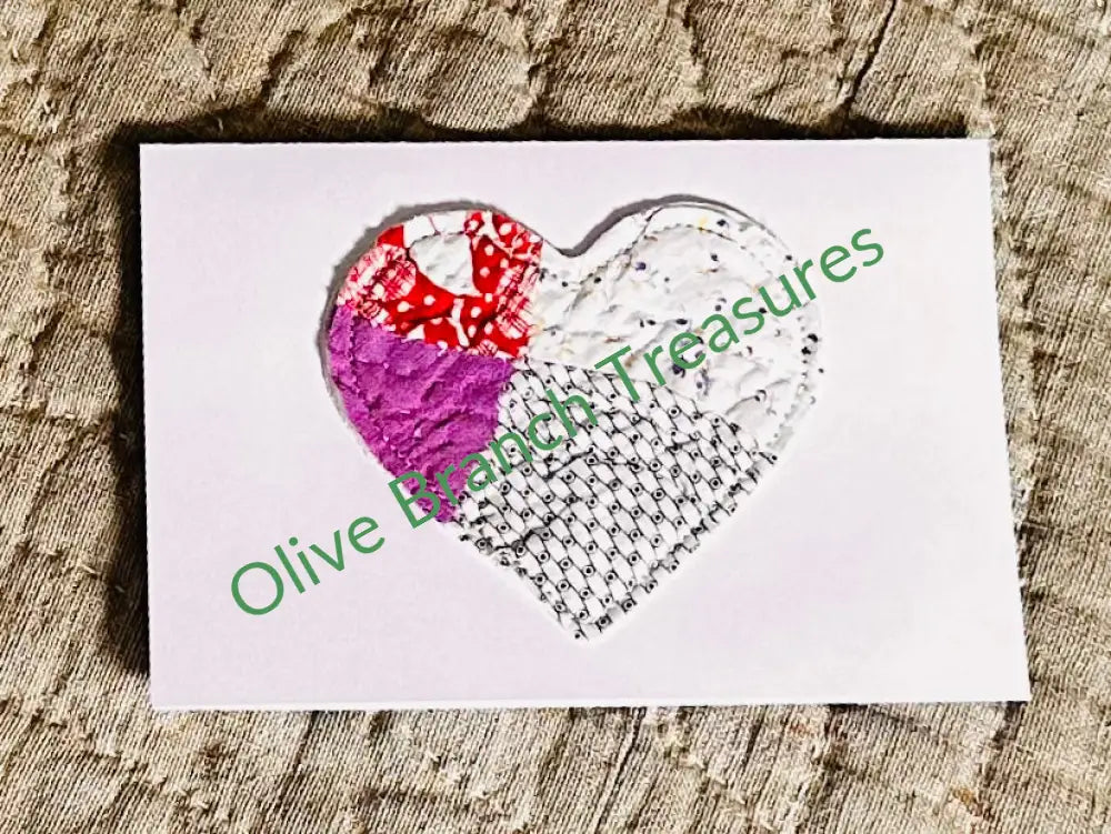 Frameable Quilted Note Cards * Set Of 3 Hearts Notecards