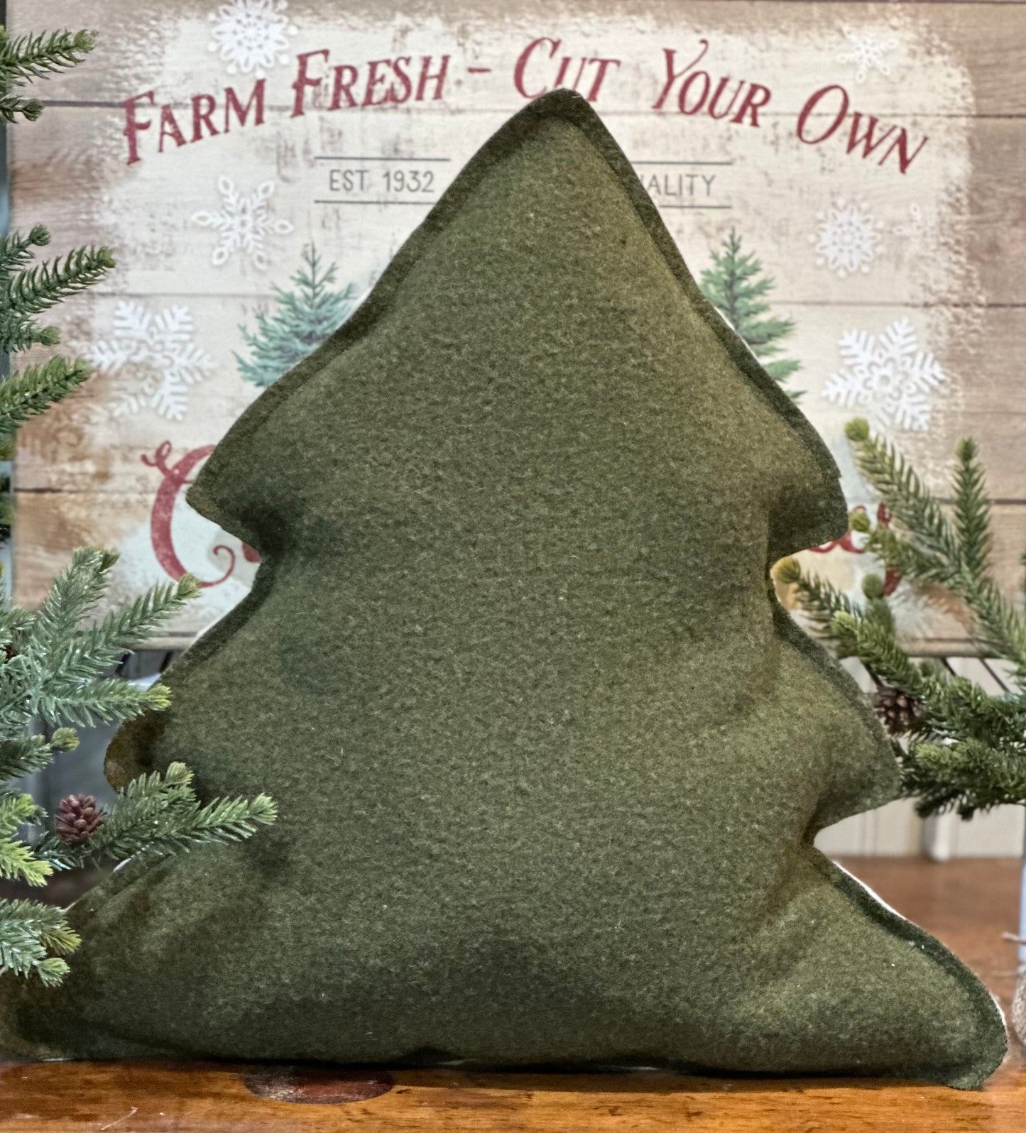 Vintage Wool Army Blanket Christmas Tree Pillow