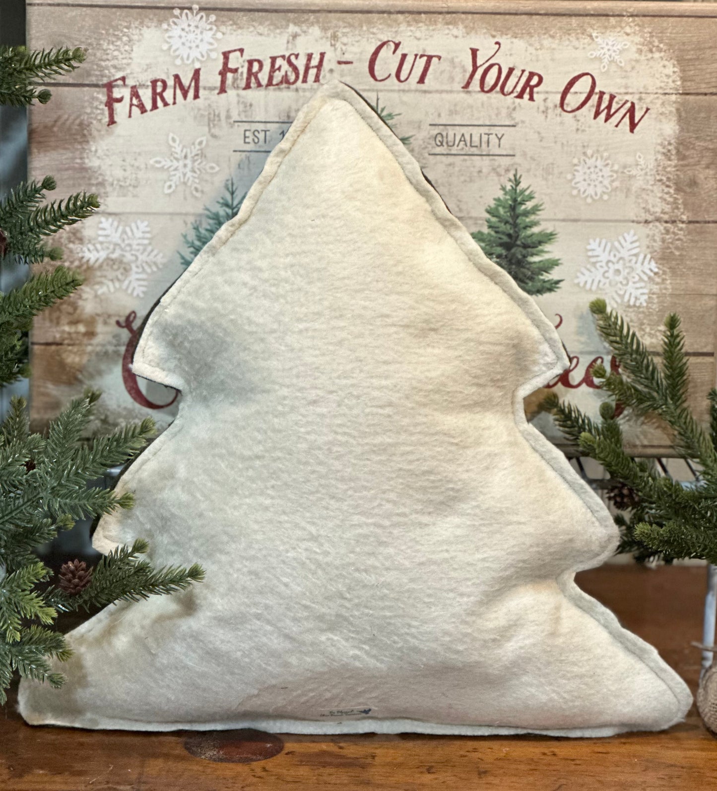 Vintage Wool Army Blanket Christmas Tree Pillow
