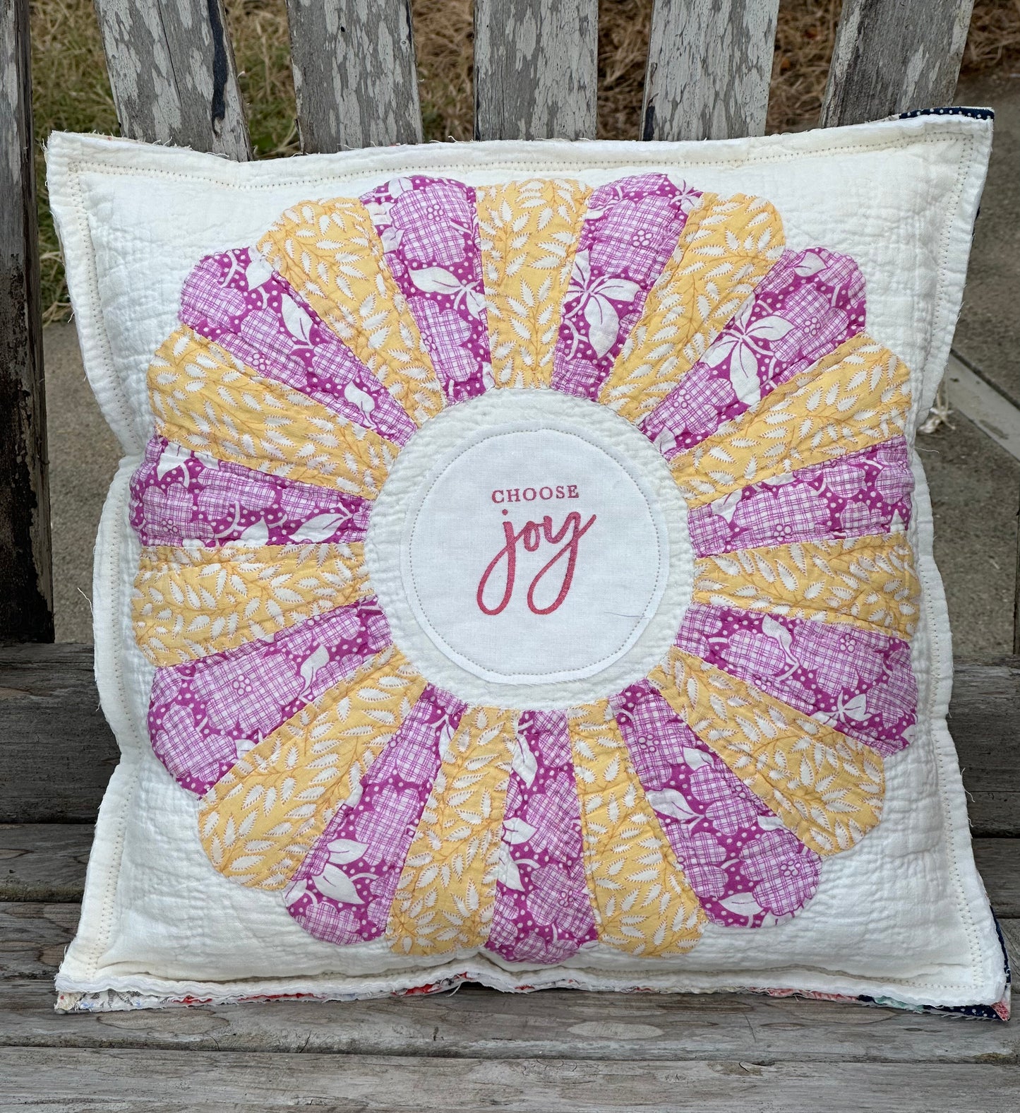 Choose Joy Vintage Quilt Pillow