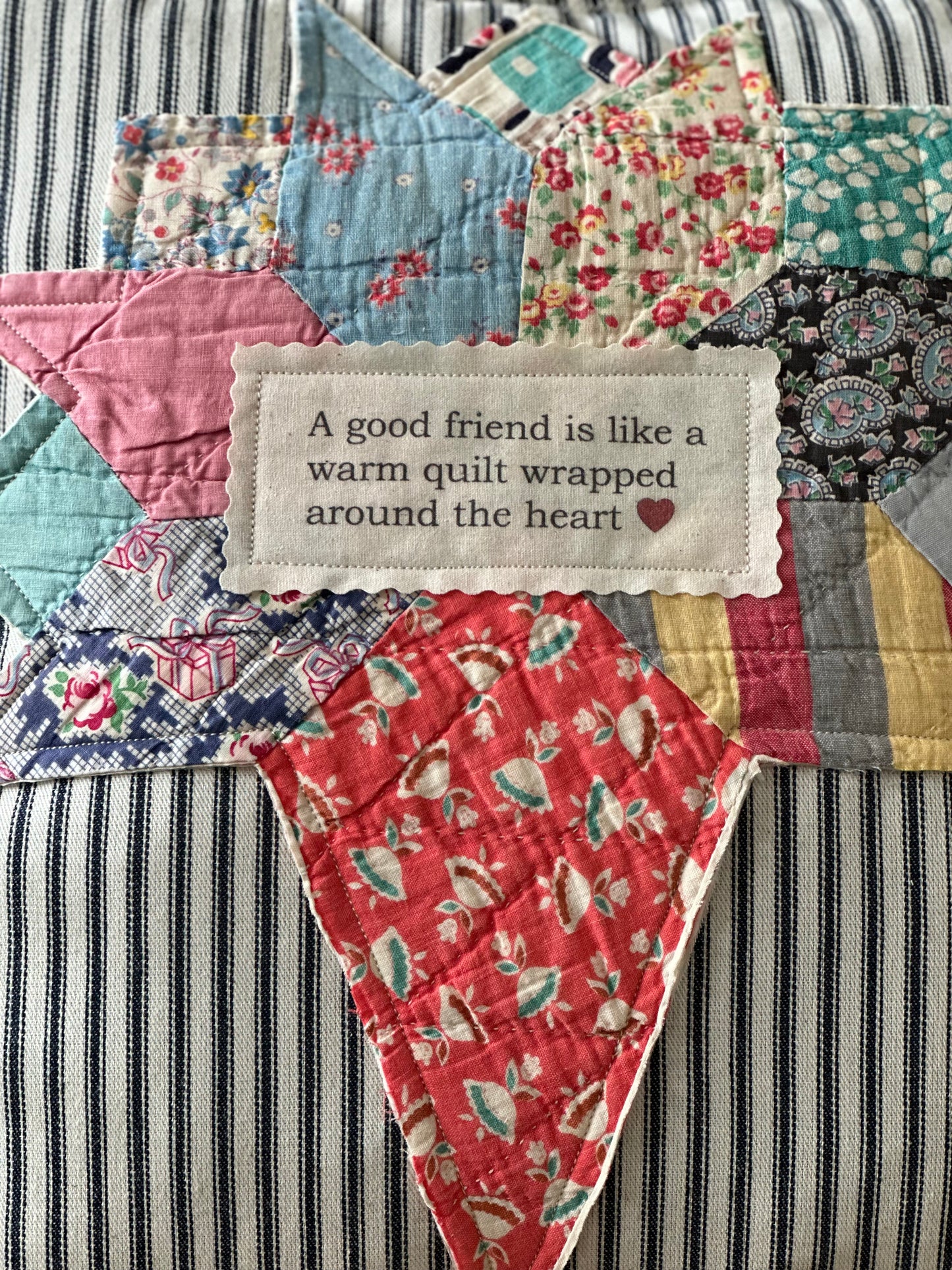 Vintage Quilt Pillow - A good friend...