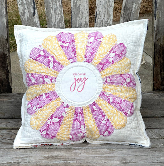 Choose Joy Vintage Quilt Pillow