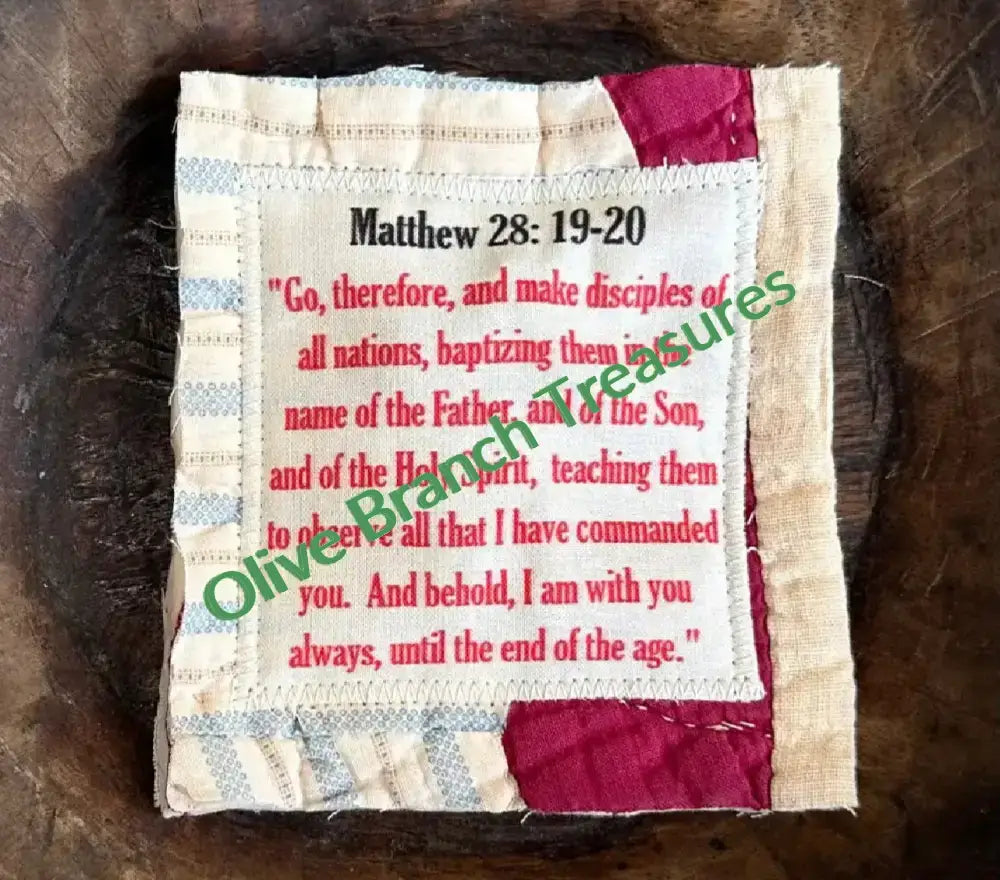 The Red Letter Collection Matthew 28:19-20 Mini Scripture Quilt