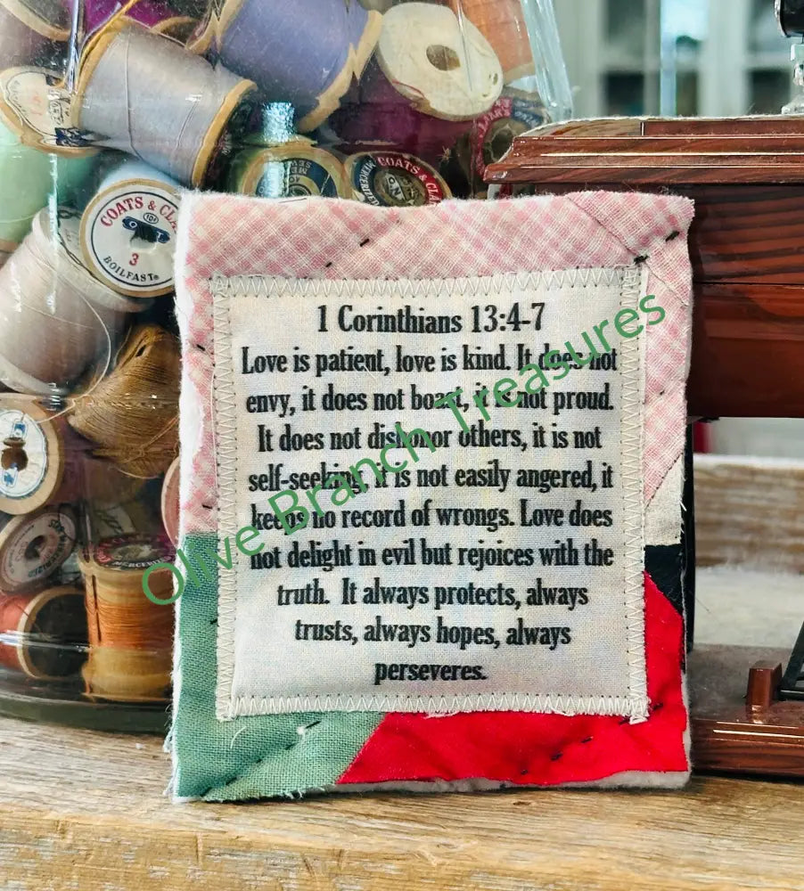 MINI SCRIPTURE QUILT BUNDLES * BUNDLE AND SAVE! Buy 5*get 1 free($10 value) / 1 Corinthians 13:4-7 Mini Scripture Quilt
