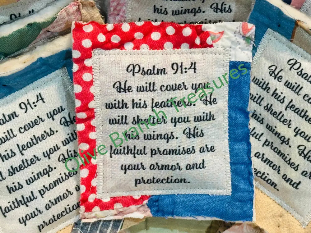 MINI SCRIPTURE QUILT BUNDLES * BUNDLE AND SAVE! Buy 5*get 1 free($10 value) / Psalm 91:4 Mini Scripture Quilt Bundles
