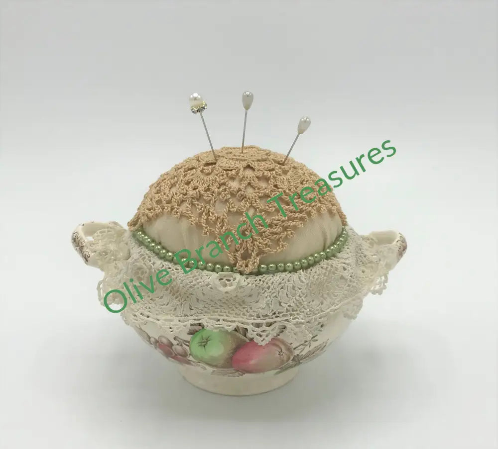 Pin Cushion * Vintage English Sugar Bowl