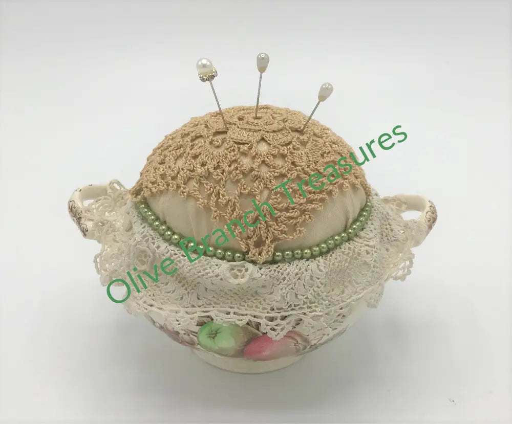 Pin Cushion * Vintage English Sugar Bowl