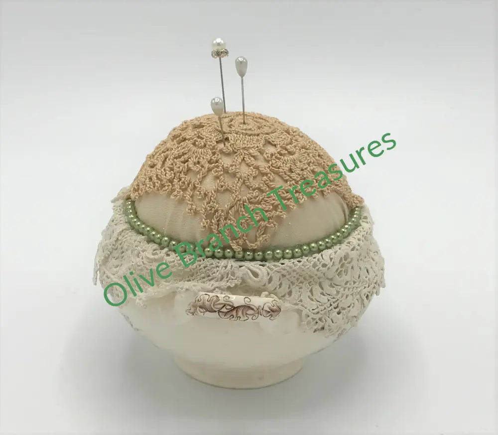 Pin Cushion * Vintage English Sugar Bowl