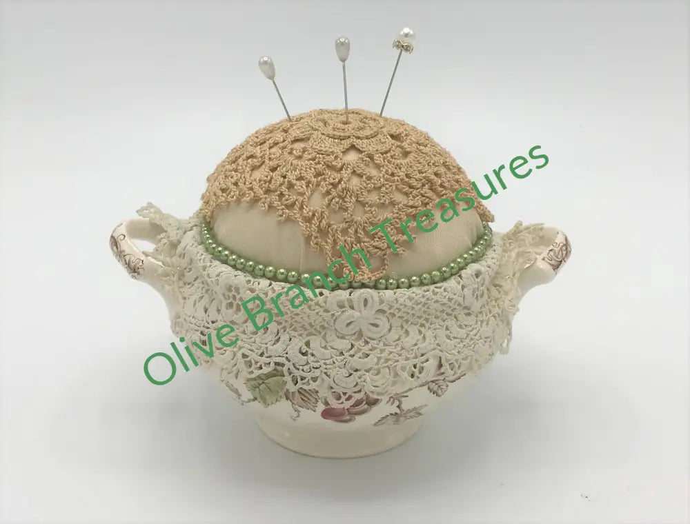 Pin Cushion * Vintage English Sugar Bowl