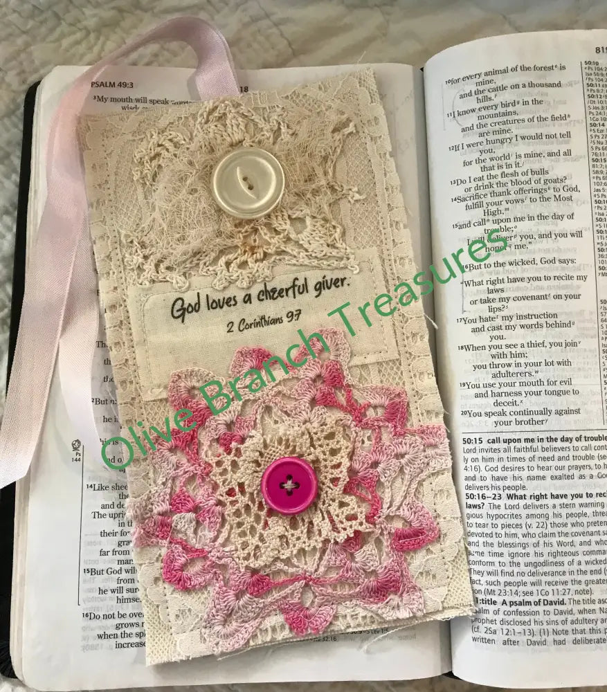 Prayer Pocket Bookmark * God Loves A Cheerful Giver