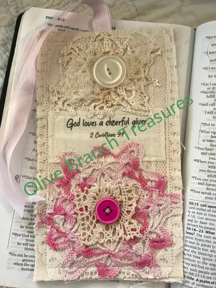 Prayer Pocket Bookmark * God Loves A Cheerful Giver