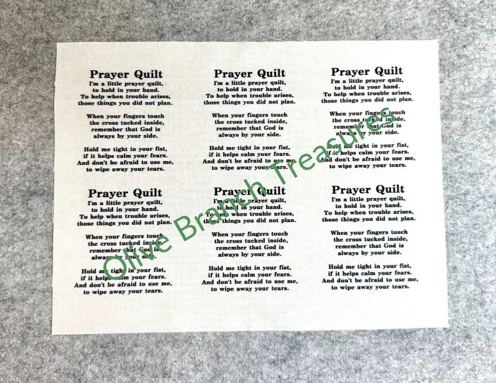 Prayer Quilt Printed Poem * Mini Size