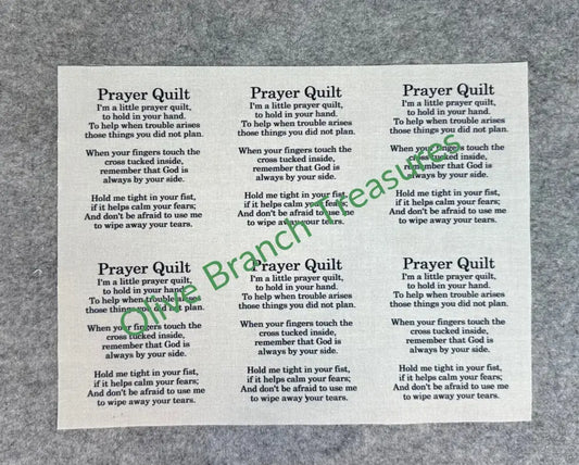 Prayer Quilt Printed Poem * Original Size