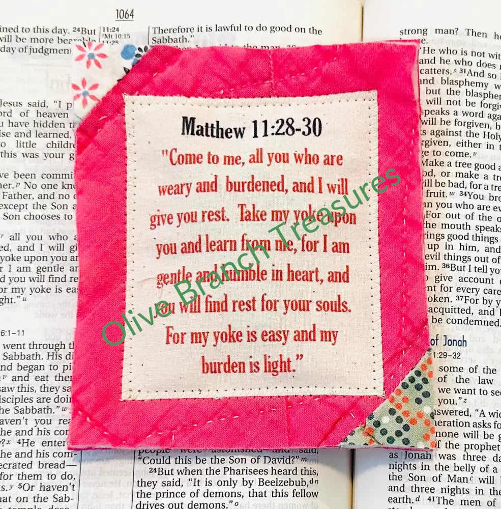 The Red Letter Collection Matthew 11:28-30 / Buy 5 and get one free!! Mini Scripture Quilt