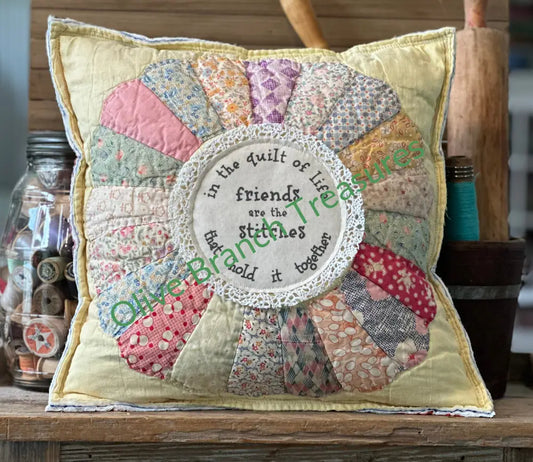 Vintage Quilt Friendship Pillow Decorative Pillow