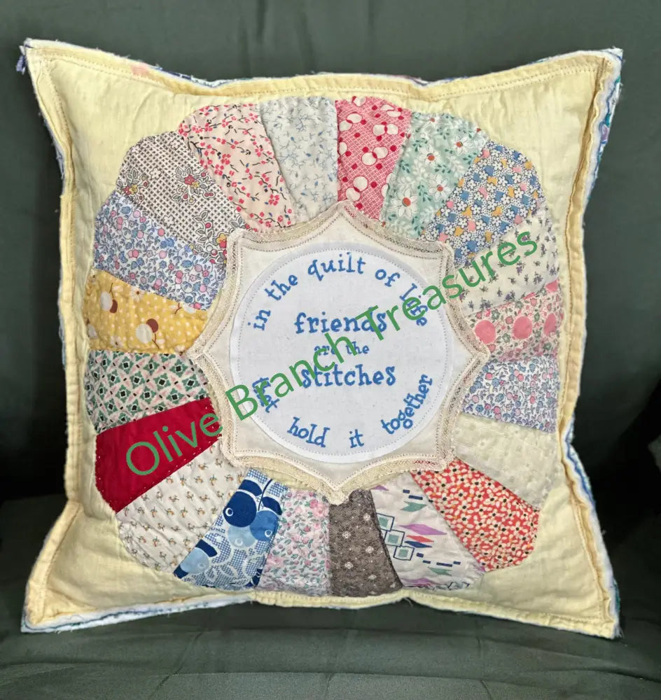 Vintage Quilt Friendship Pillow Decorative Pillow