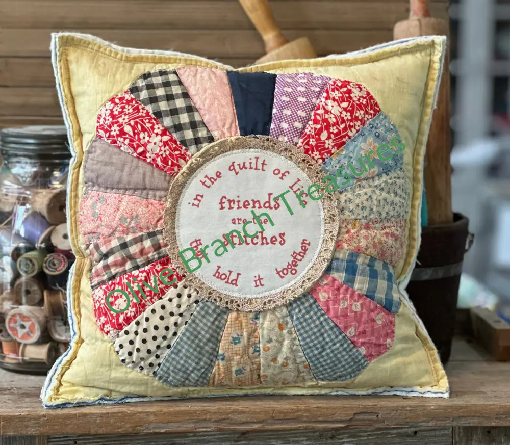 Vintage Quilt Friendship Pillow Decorative Pillow