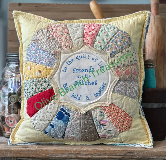 Vintage Quilt Friendship Pillow Decorative Pillow