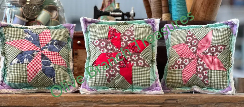 Vintage Quilt Mini Pillows - Stars Decorative Pillow