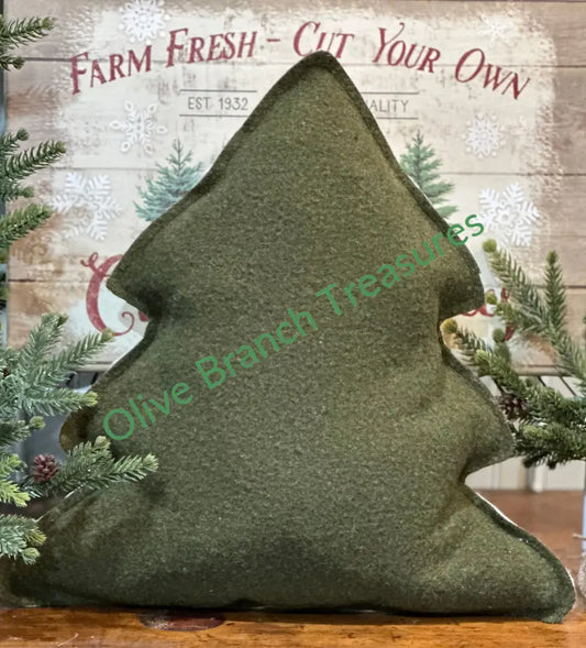 Vintage Wool Army Blanket Christmas Tree Pillow Pillow