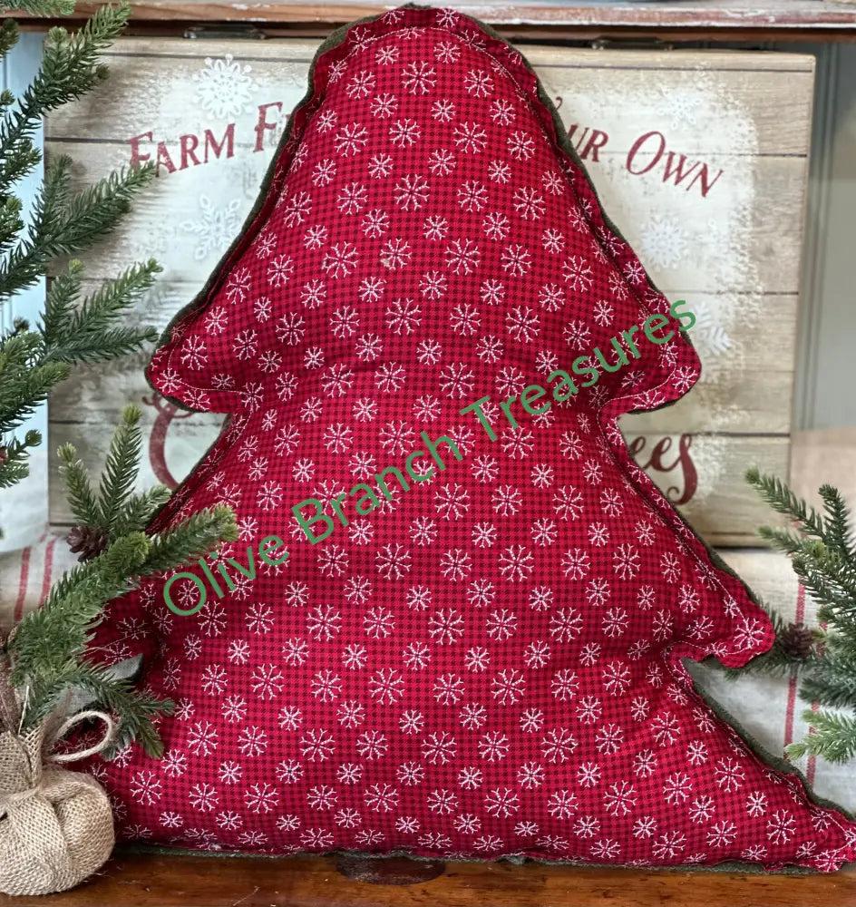 Vintage Wool Army Blanket Christmas Tree Pillow Pillow