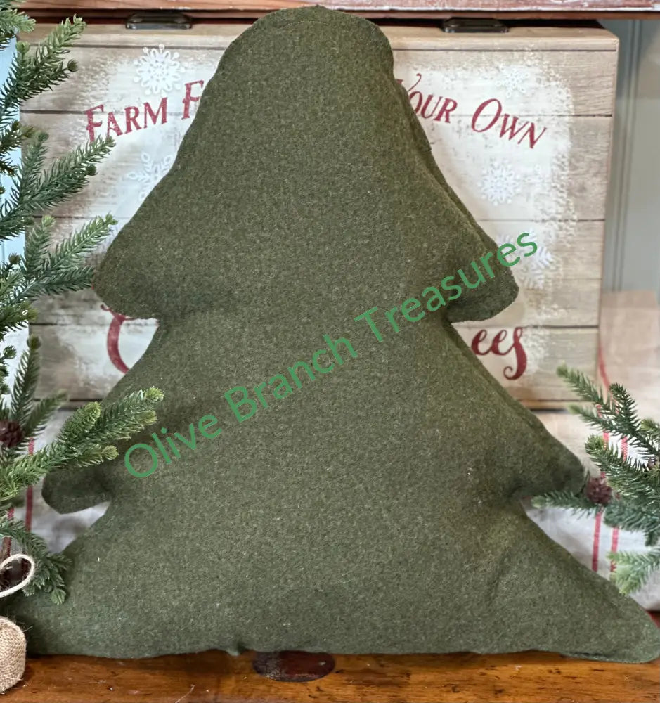 Vintage Wool Army Blanket Christmas Tree Pillow Pillow