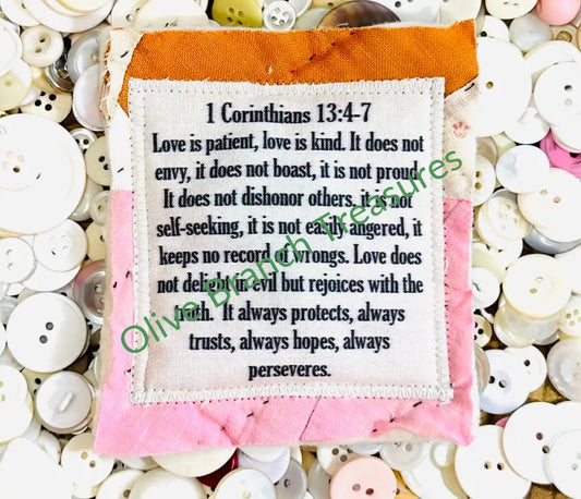 Wholesale * Mini Scripture Quilts * 1 Corinthians 13:4-7 Add quantity of 50 or more! Mini Scripture Quilt