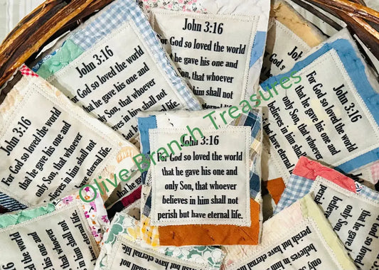 Wholesale * Mini Scripture Quilts * John 3:16 Add quantity of 50 or more! Mini Scripture Quilt