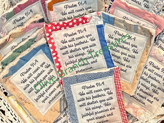 Wholesale * Mini Scripture Quilts * Psalm 91:4 Add quantity of 50 or more! Mini Scripture Quilt