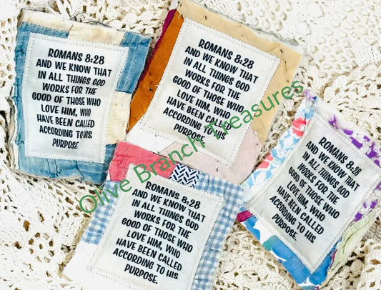Wholesale * Mini Scripture Quilts * Romans 8:28 Add quantity of 50 or more! Mini Scripture Quilt