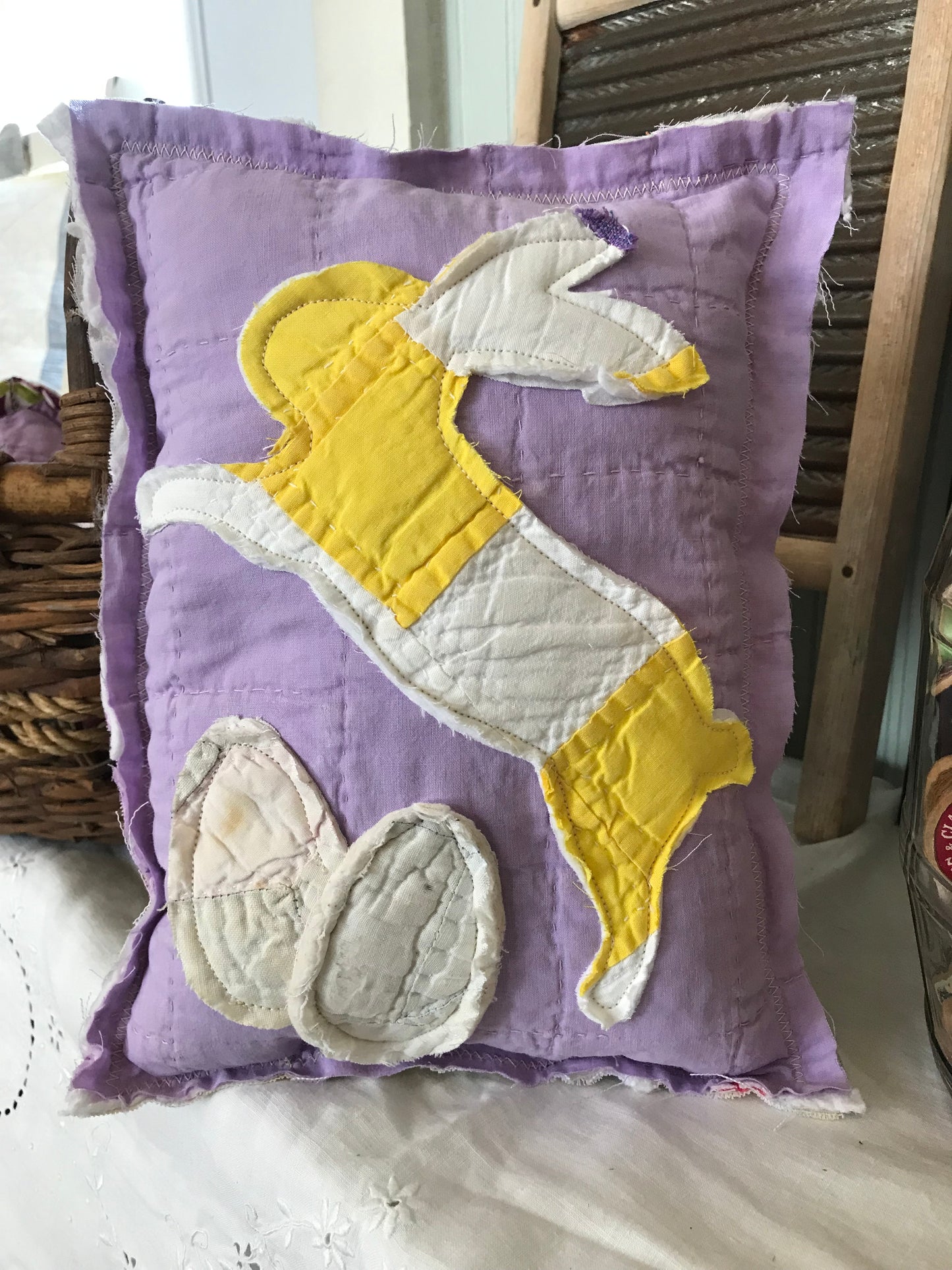 Reversable Pillow * Happy Easter / Bunny & Eggs