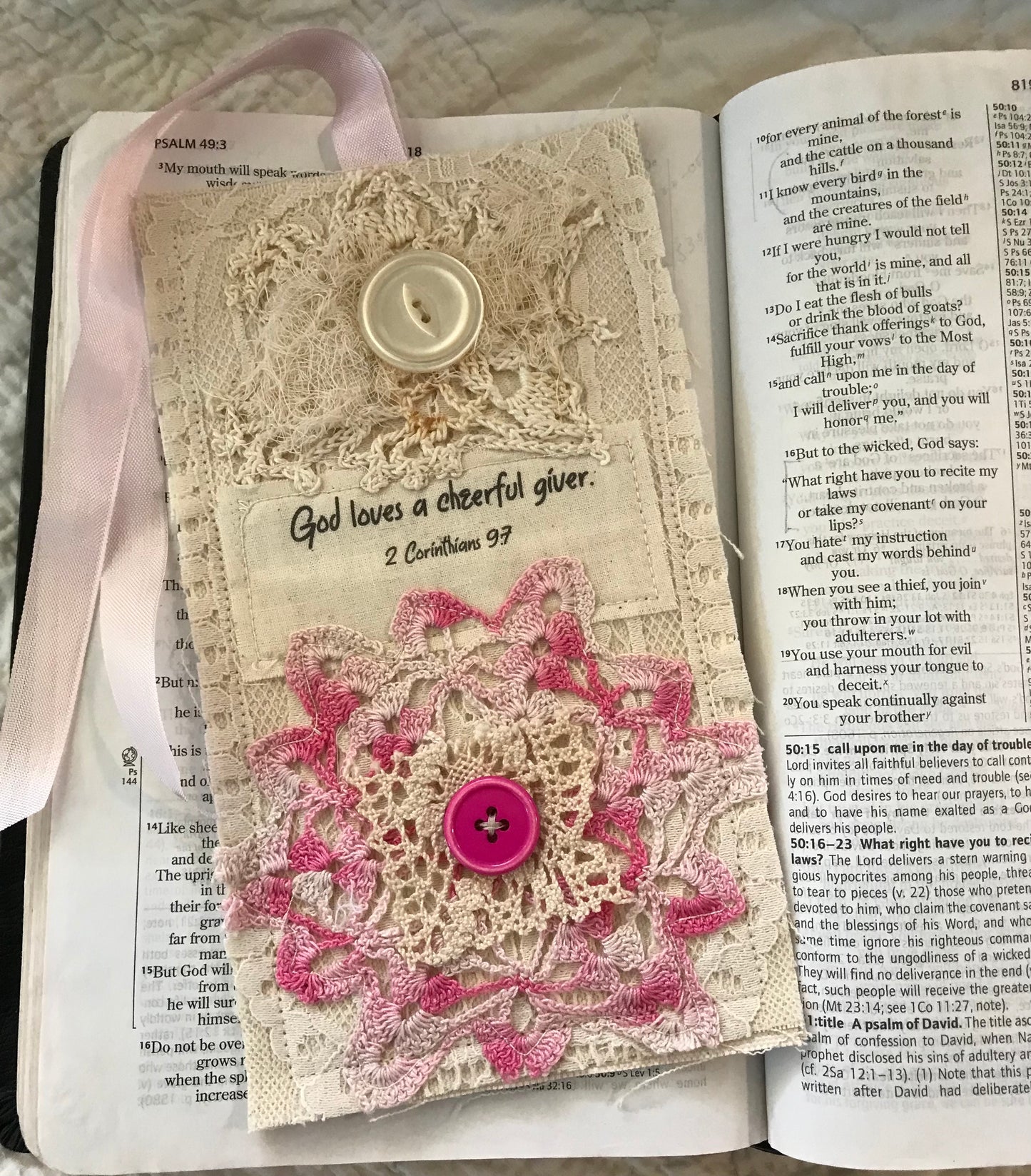 Prayer Pocket Bookmark * God loves a cheerful giver